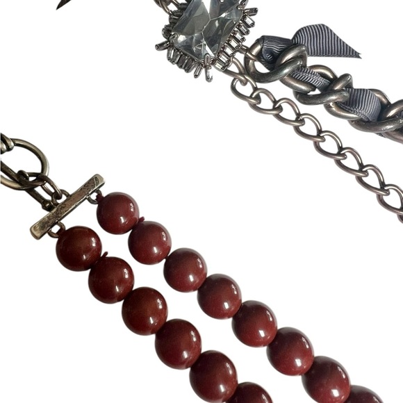 Vintage LOFT Chunky Chain Bead Flower Maximalist Statement Necklace - Picture 3 of 7